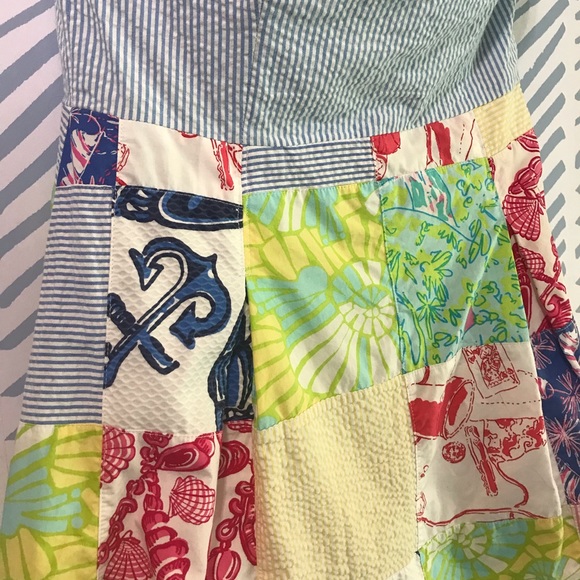 Lily Pulitzer strapless sundress with seersucker and patchwork 2 - Picture 6 of 10